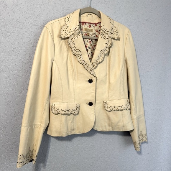 Wilsons Leather Floral Cutout Pockets Blazer Jacket - Picture 1 of 10